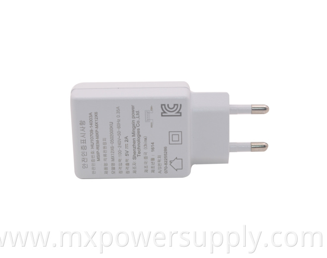 5V2A 5V2.5A power adapter wall charger with KC KCC